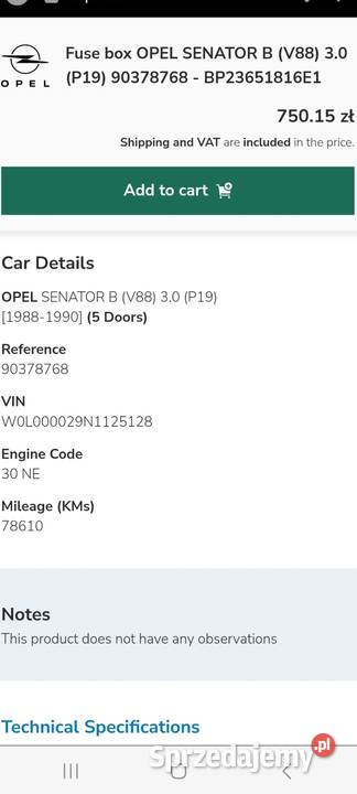 Opel Senator B 30 30NE Skrzynka Bezpieczników Skawina sprzedam