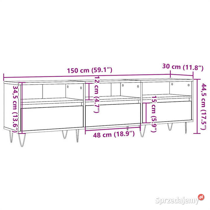 Szafka pod TV stare drewno 150x30x445 WM857187 mazowieckie sprzedam