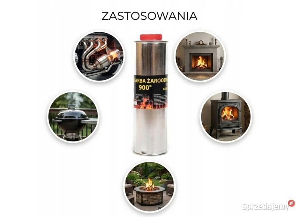 Farba 2L Kominkowa Lakier Żaroodporna Do Skawina