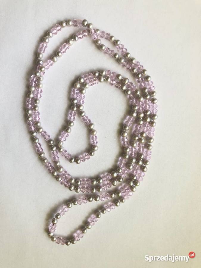 Długie korale perłoworóżowe Dla kobiet Gdańsk