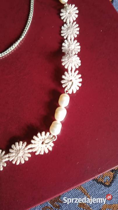 SREBRZONY NASZYJNIK Z PERŁAMI HODOWLANYMI Piła