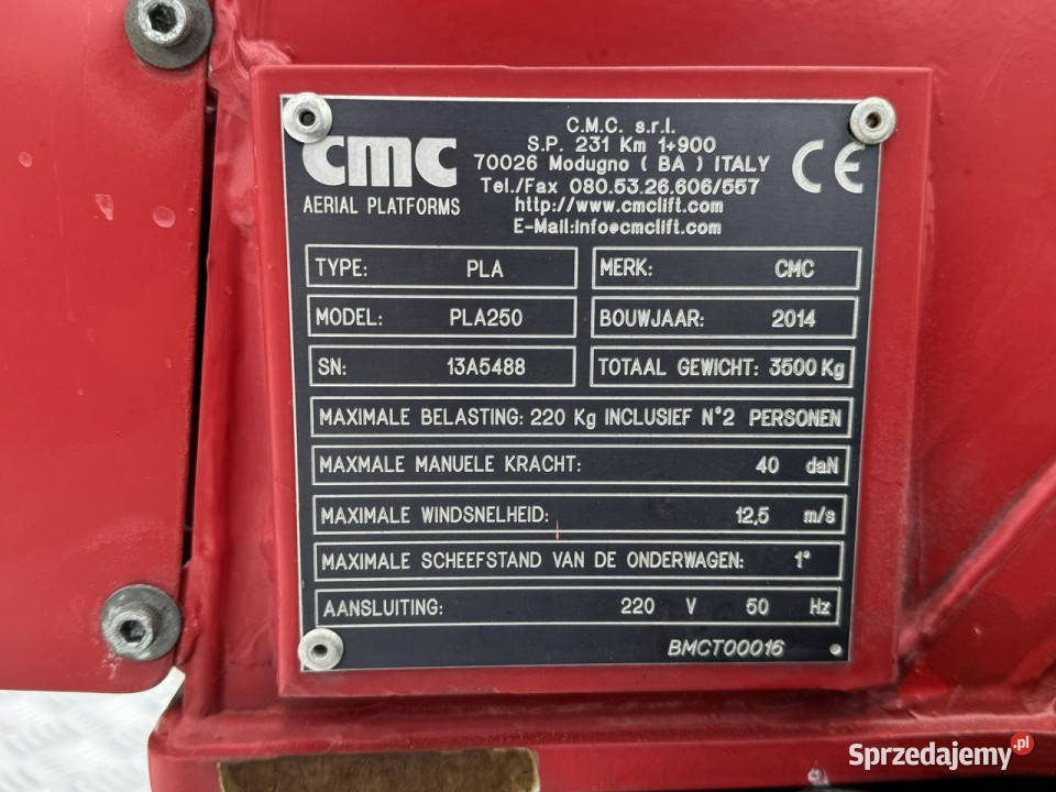 Nissan Cabstar Podnośnik Koszowy 25m CMC PLA 250 88000km Widełki