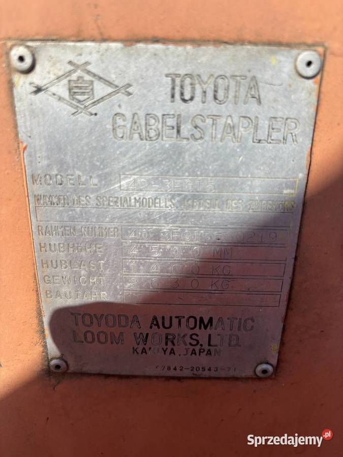 Wózek widłowy Toyota 423FG15 zatarty silnik Pozostałe Czechowice-Dziedzice