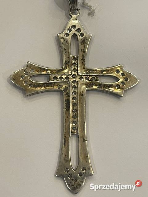 Srebrny krzyż 925 z cyrkoniami Kraków