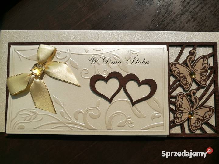KARTKA ŚLUBNA ŚLUB KARTA DREWNO MOTYL WESELE Warszawa sprzedam