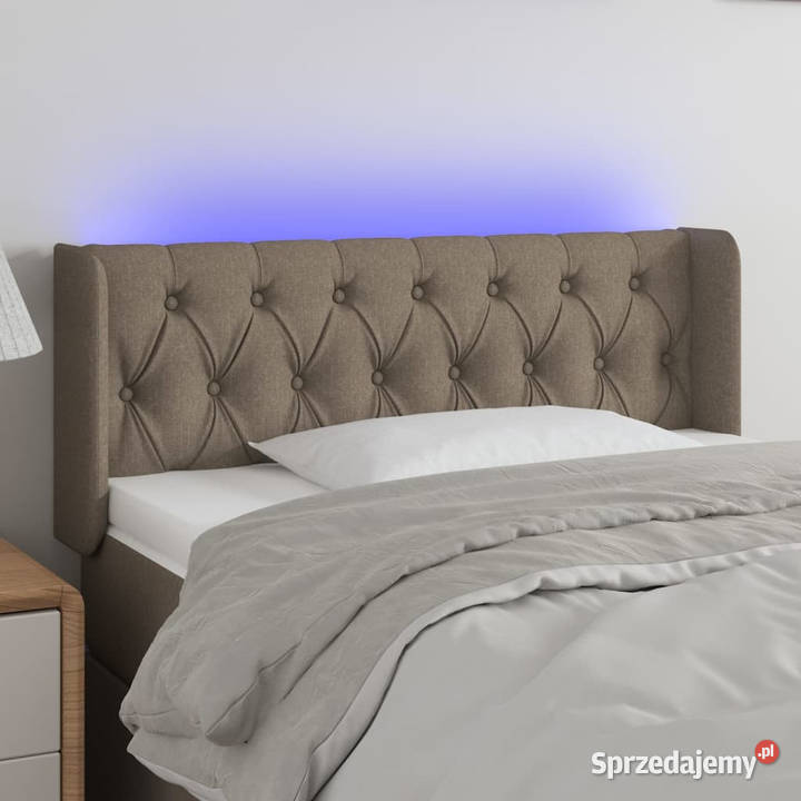 Zagłówek do łóżka z LED taupe 93x16x7888 tkanina mazowieckie Warszawa