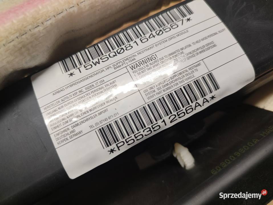 Airbag Kurtyna Prawa Dodge Caliber P55351256AA osobowe sprzedam