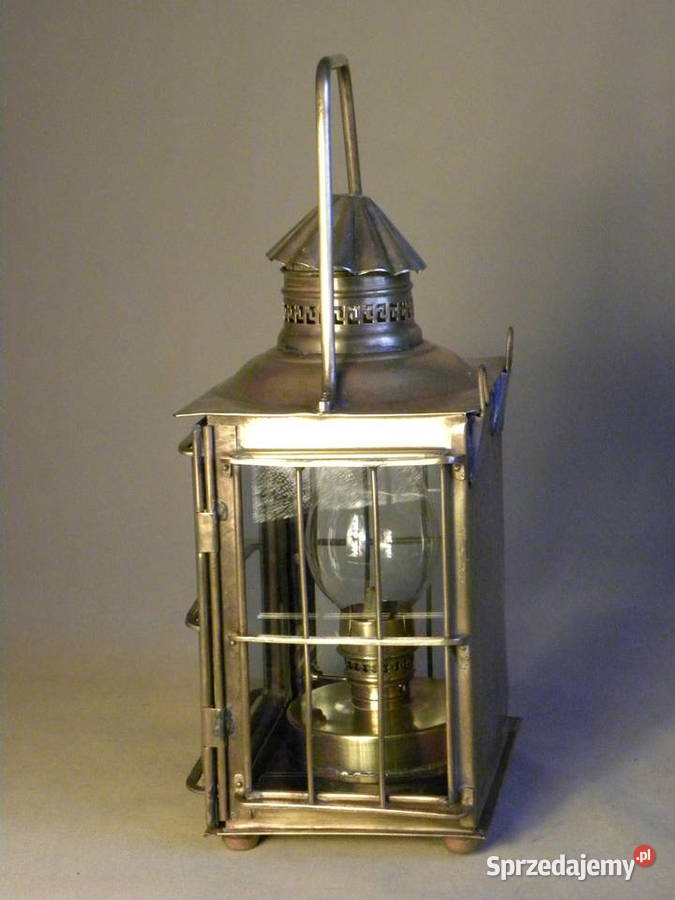 Stara duża mosiężna lampa latarnia naftowa Legnica