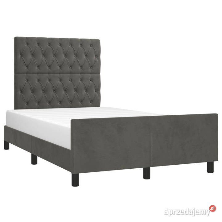Rama łóżka bez materaca ciemnoszare aksamitna 128cm mazowieckie