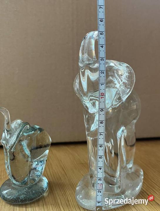 Szklane figurki słoni zestaw 2 sztuki ręcznie
