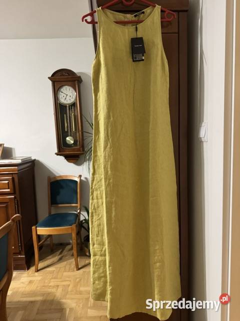 Sukienka damska 34 Massimo Dutti limonkowa z lnu Częstochowa