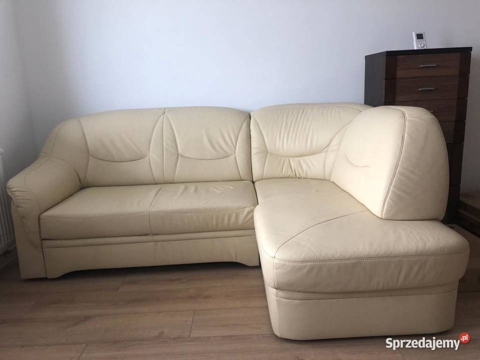 Narożnik ze skóry naturalnej z funkcją spania pomorskie Chojnice sprzedam
