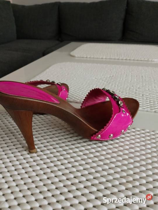 ELEGANCKIE klapki damskie róż cyrkonie kamienie Łapy