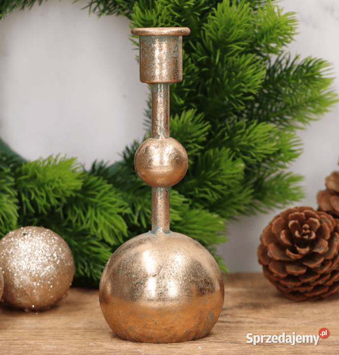 Dekoracyjny świecznik metalowy złoty łódzkie Skierniewice sprzedam