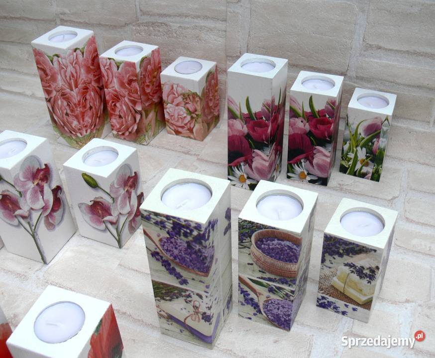 Komplet 3 świeczniki świeczki lawenda konwalie Akcesoria łazienkowe Warszawa