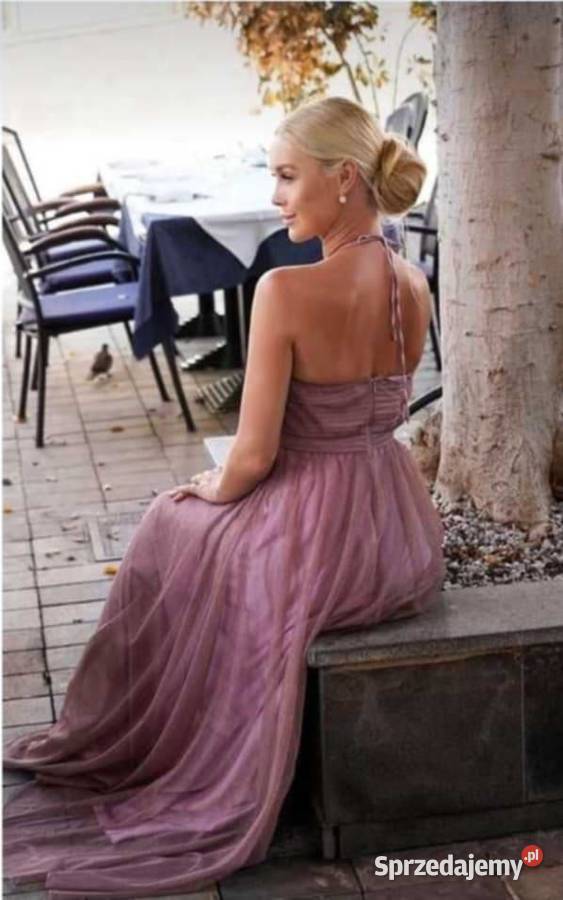 Jasnoróżowa elegancka sukienka maxi Chlebna sprzedam