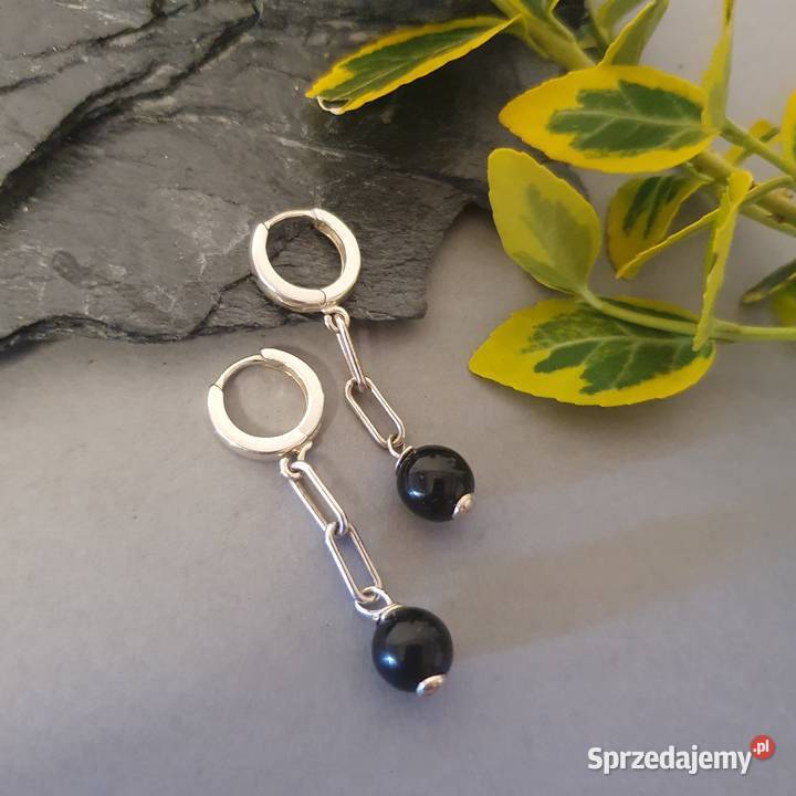 Kolczyki z czarnym onykiem ze srebra 925 ręcznie srebro Izabelin C sprzedam