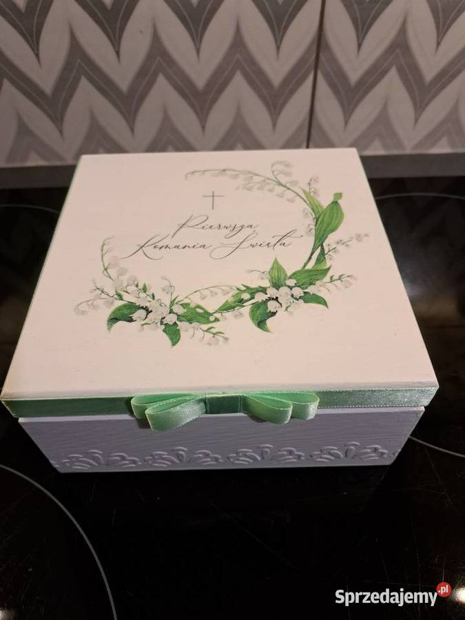 Pudełko komunijne konwalie z życzeniami handmade Kędzierzyn-Koźle