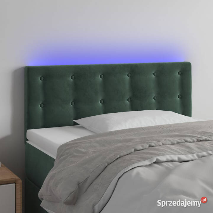 Zagłówek do łóżka z LED ciemnozielony 80x5x7888 mazowieckie Warszawa