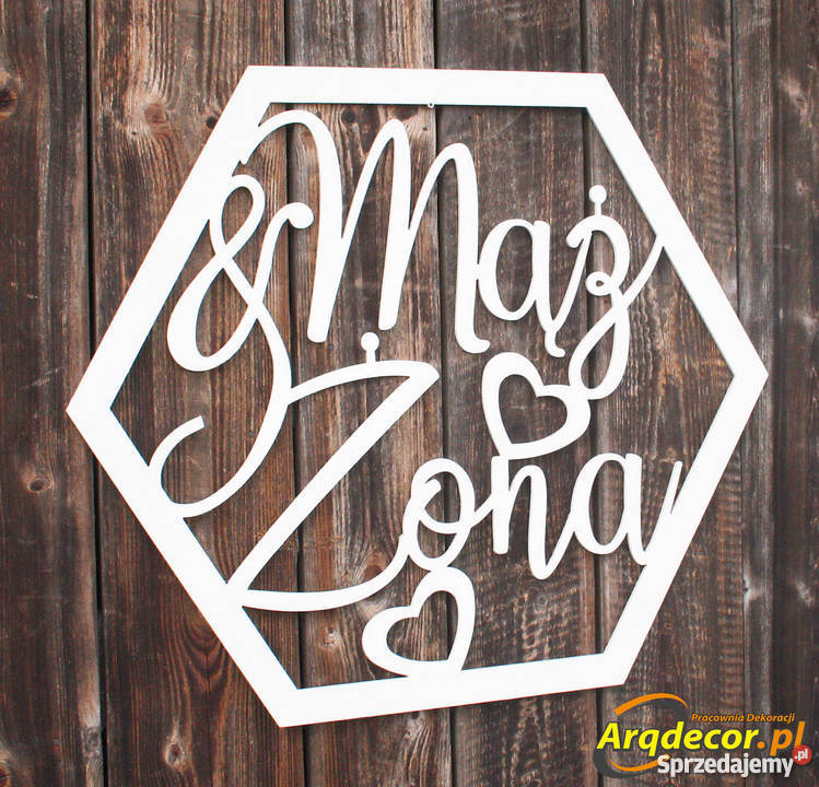 Mąż Żona duży sześciokąt ślub wesele dekoracje Dębna