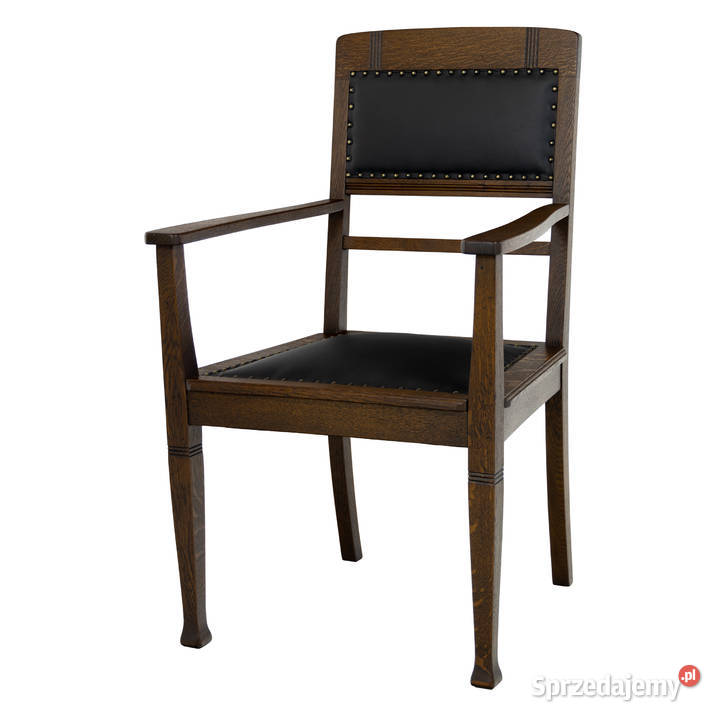 Fotel do biurka dębowy secesja antyk stary skóra wielkopolskie Swarzędz