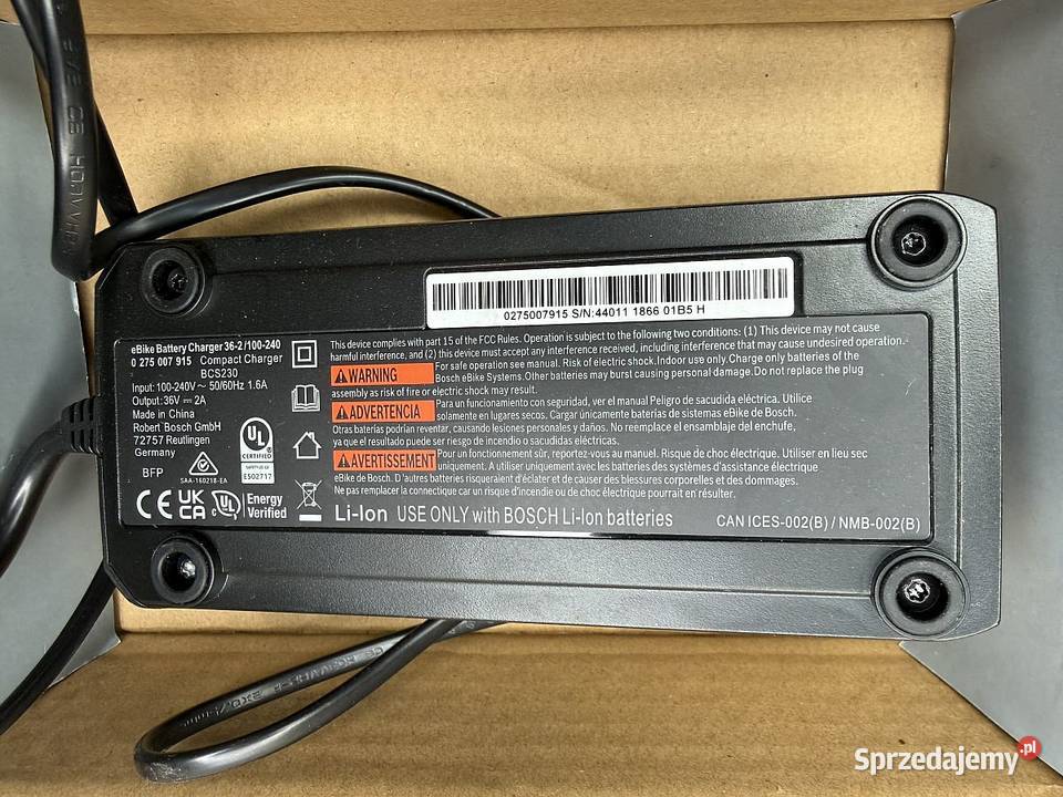 Ładowarka System BOSCH Rower Elektryczny 36V 2A Gostynin
