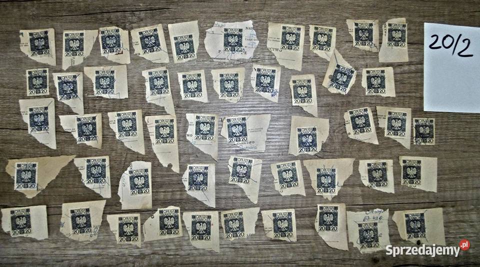 Opłata skarbowa znaczki 20 wycinki 49 Ostrów Wielkopolski