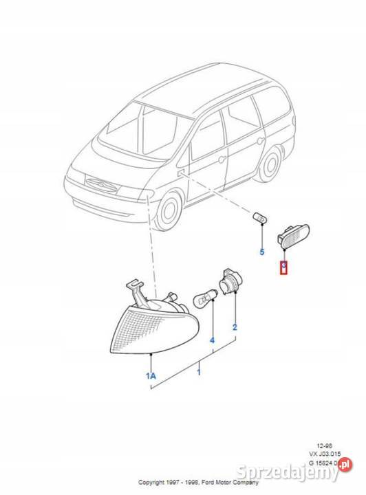 KIERUNKOWSKAZ BŁOTNIKA PRZÓD FORD GALAXY 9400 Oświetlenie lubelskie