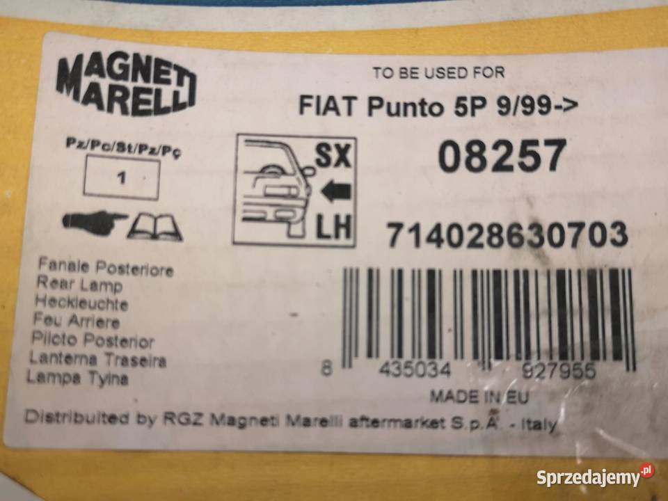 LAMPA PRAWY TYŁ FIAT PUNTO 19992012 NOWA MAGNETI lubelskie