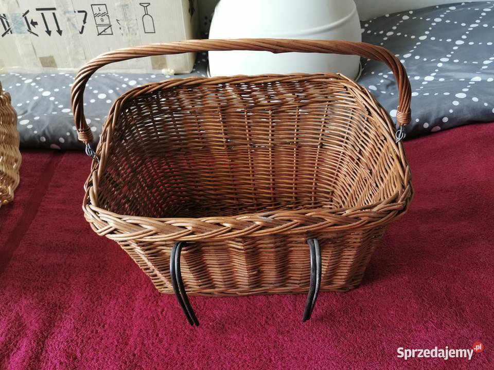 Kosz z uchwytem na rower z wikliny Rattan Łask sprzedam