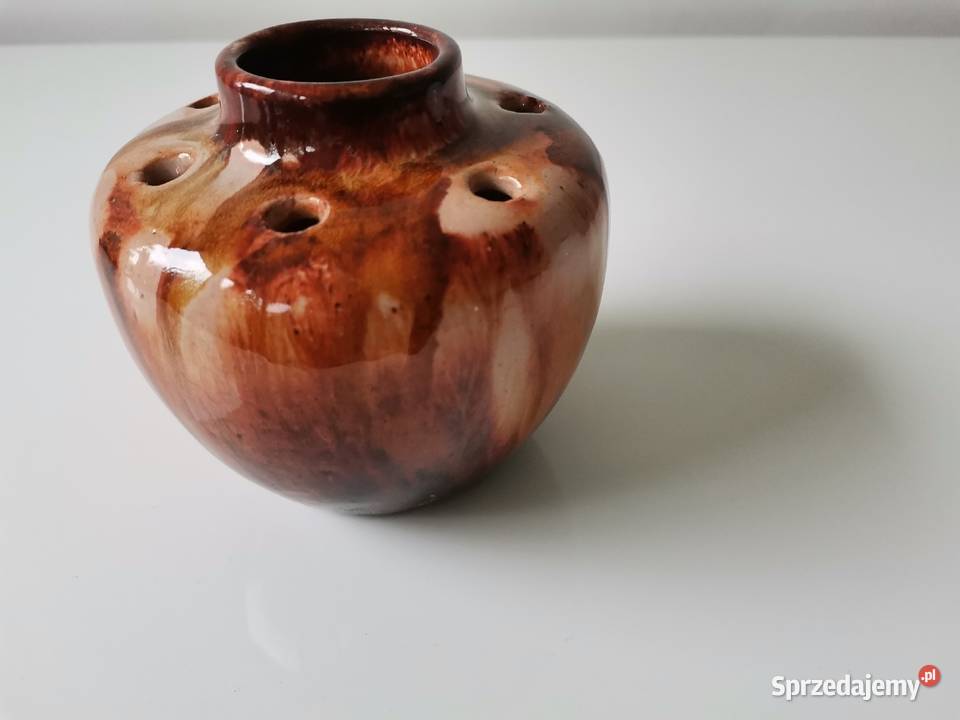 Stary gliniany wazon ikebana ceramika