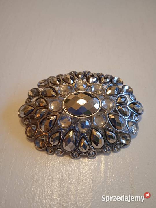 PRZEPINKA Z CYRKONIAMI DO CHUSTY APASZKI SZALA posrebrzane