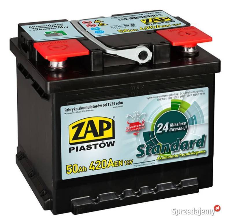 Akumulator ZAP Standard 50Ah 420A PRAWY PLUS osobowe Potworów