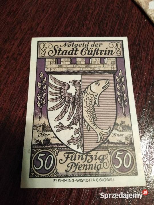 Banknot zastępczy miasta Kostrzyn 50 pfennigow Żary