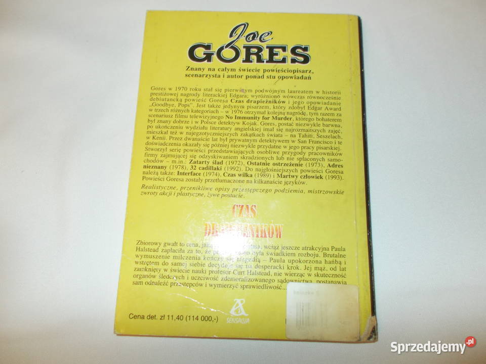 Joe Gores Czas drapieżników Rok wydania 1996 Głubczyce sprzedam