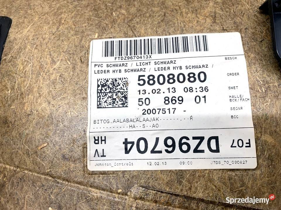 BOCZEK DRZWI PRAWY TYŁ BMW F07 Hatchback 0917 osobowe Tapicerki samochodowe podkarpackie