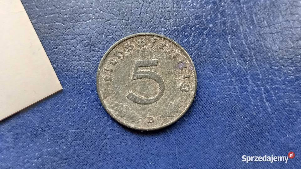 Stare monety 5 pfennig 1943 B Niemcy Lesko