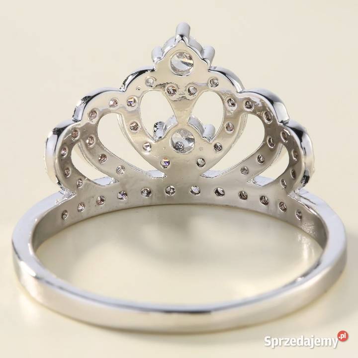 Nowy pierścionek korona tiara diaden srebrny posrebrzane Szczecin