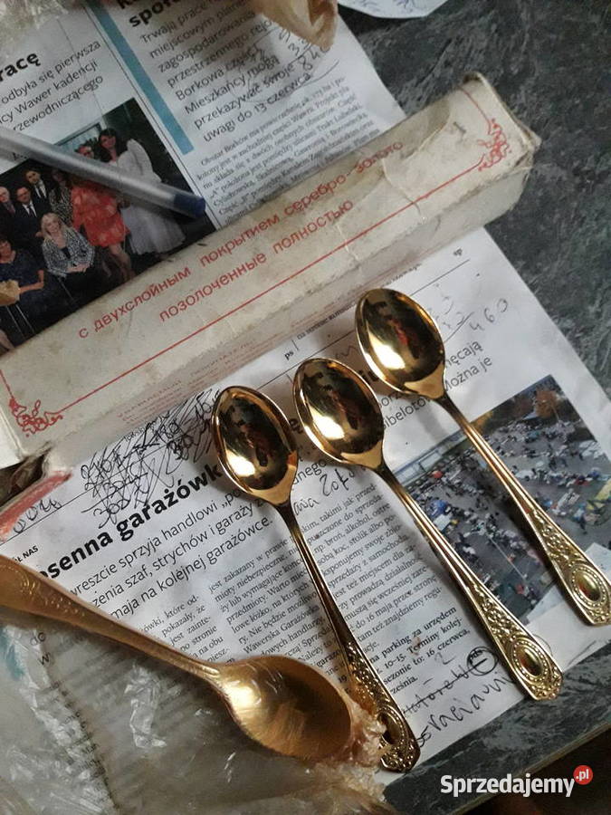 NOWE Łyżeczki Złote z 1980 ROKU Gold 20 MIC PRL Dewocjonalia Warszawa