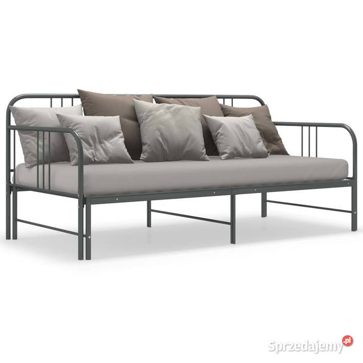 Sofa z wysuwaną ramą łóżka szara metalowa 90x200 Warszawa