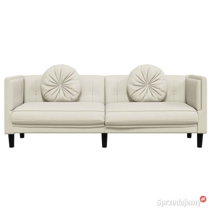 Sofa 3osobowa z poduszkami kremowa aksamit Warszawa