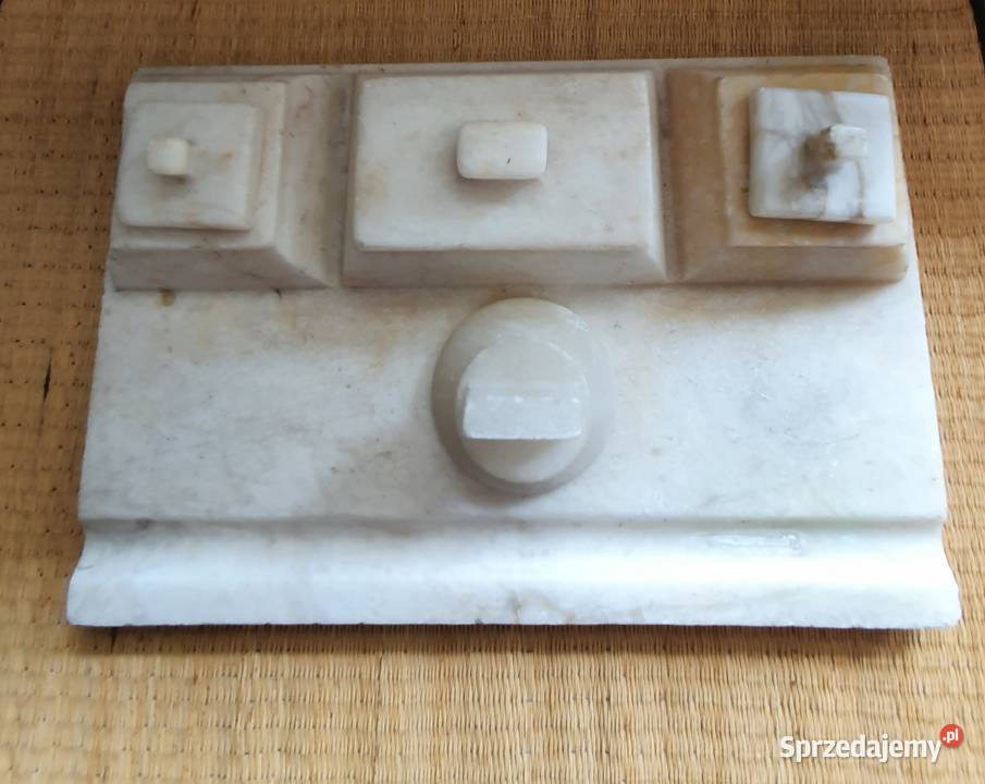 PRZYBORNIK NA BIURKO z alabastru przedwojenny Pozostałe Lublin