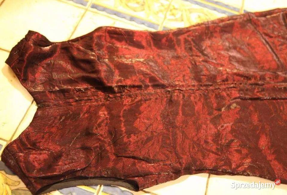 Długa bordowoczarna połyskująca suknia 3840 ML Kraków