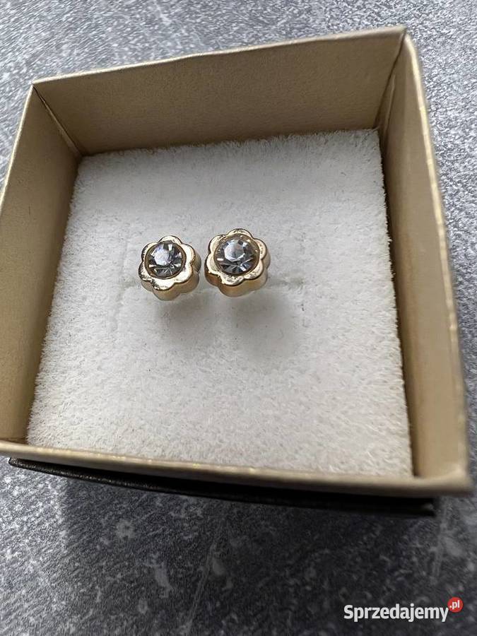 Kolczyk złoty z diamentem kwiat kwiatek