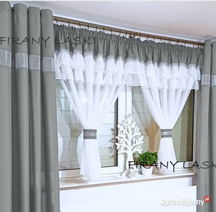 Firany 400x150 firana firanka falbanki szare sprzedam