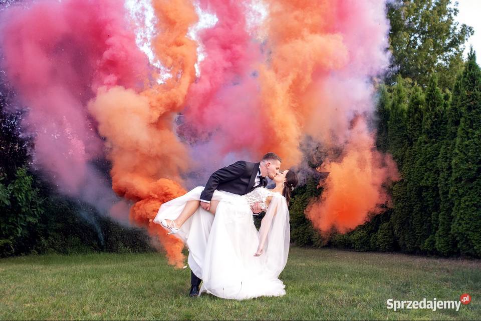 Kolorowe miny dymne ślub wesele atrakcje Gorzów Wielkopolski