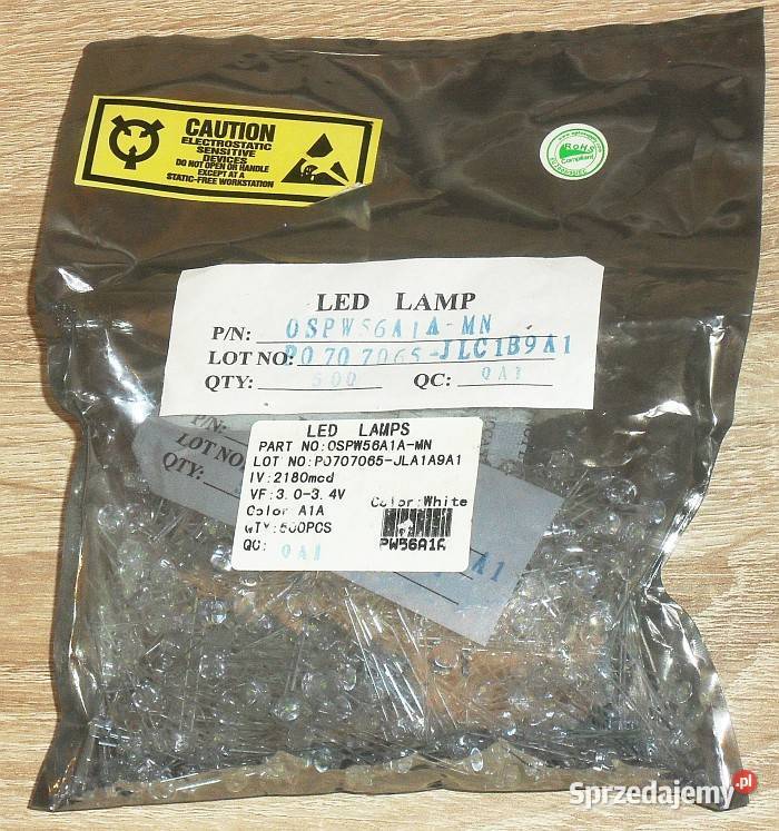 LED 48 mm biała zimna 100 22 cd 5 lm 20 mA Gliwice
