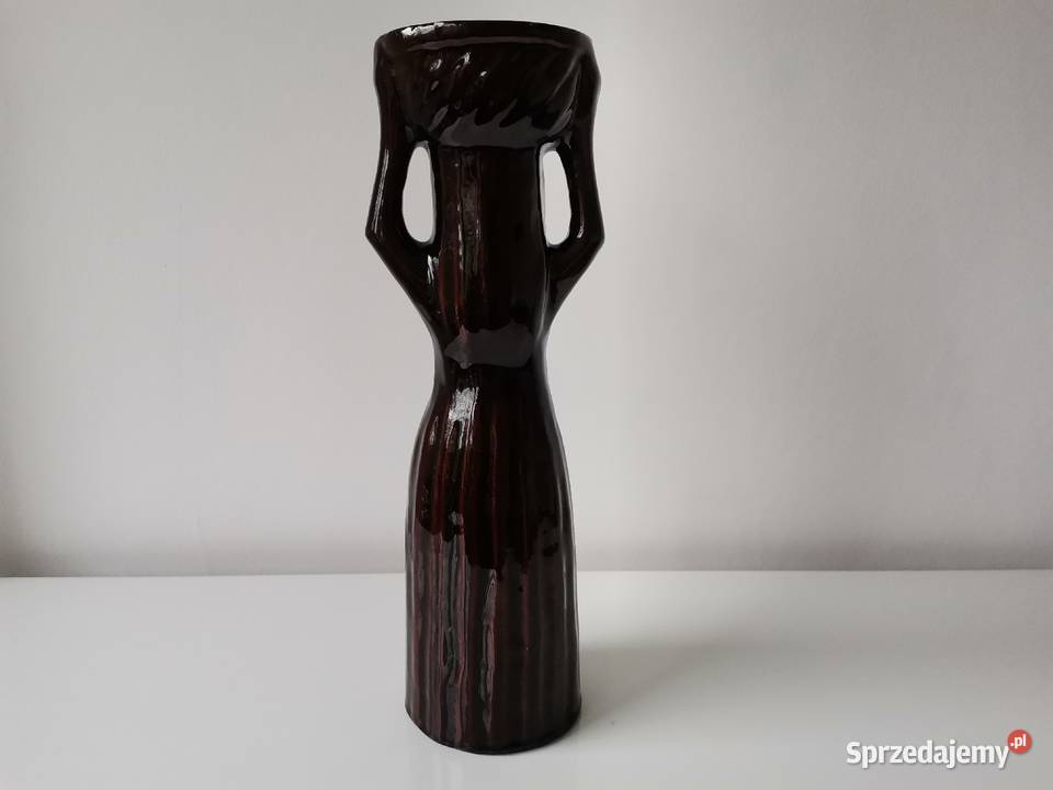 Stara figurka wazon Kobieta z Koszem ceramika Katowice