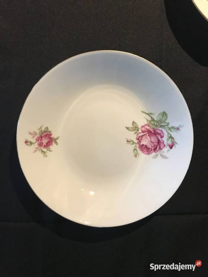 Porcelanowe talerze do zupy BOHEMIA róże 3 Porcelana i szkło Łódź