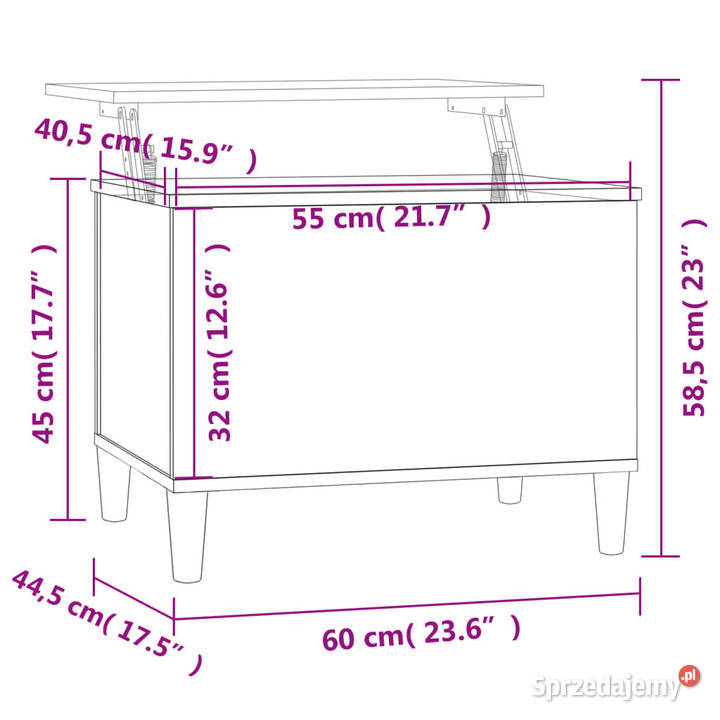 Stolik kawowy szary dąb sonoma 60x445x45 Warszawa sprzedam
